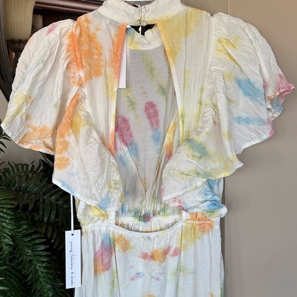 Brand New Young Fabulous & Broke Tie Dye Ruffle Tiered Open Back Cruz Maxi Dress - Picture 5 of 15